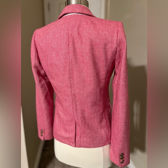 J. Crew Factory Pink Herringbone Blazer Jacket - Size 0 - Picture 3 of 7